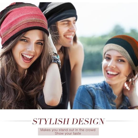 5 Pieces Women\'s Slouchy Beanie Hat Stretch Turban Hats Baggy Skull Sleep Scarf main image 5